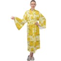 Party Confetti Yellow Squares Maxi Velvet Kimono View1