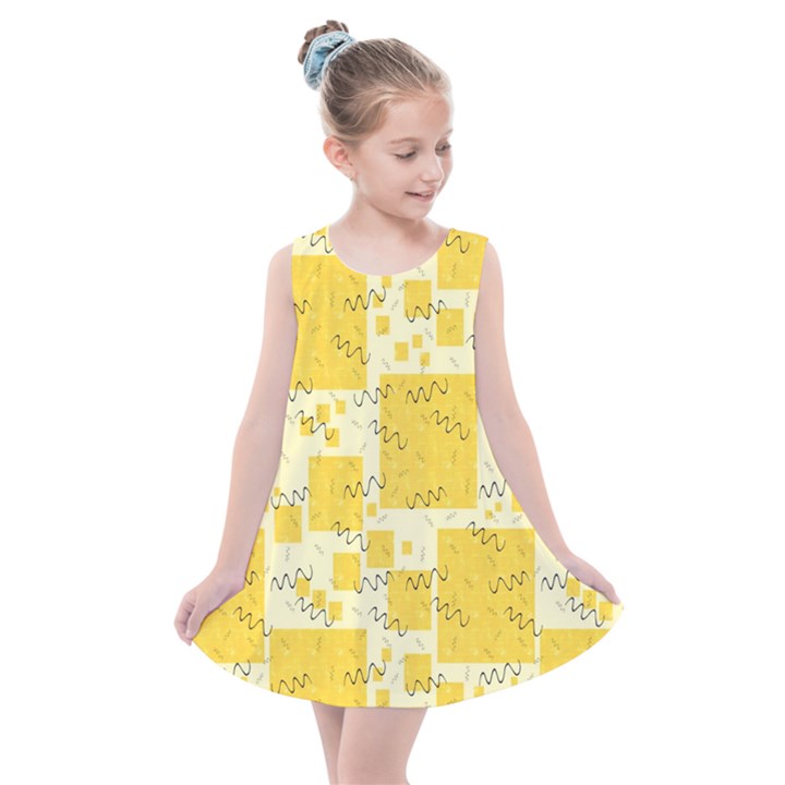 Party Confetti Yellow Squares Kids  Summer Dress