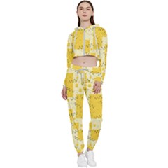 Party Confetti Yellow Squares Cropped Zip Up Lounge Set by Proyonanggan