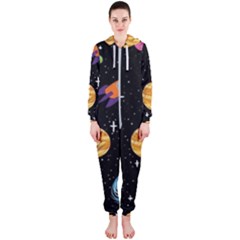 Space Cartoon, Planets, Rockets Hooded Jumpsuit (ladies) by nateshop