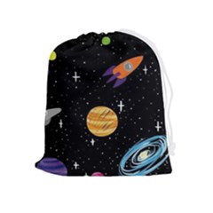 Space Cartoon, Planets, Rockets Drawstring Pouch (xl) by nateshop