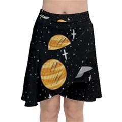 Space Cartoon, Planets, Rockets Chiffon Wrap Front Skirt by nateshop