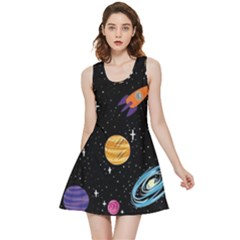 Space Cartoon, Planets, Rockets Inside Out Reversible Sleeveless Dress by nateshop