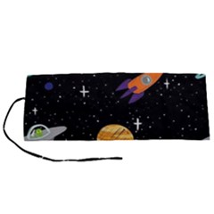 Space Cartoon, Planets, Rockets Roll Up Canvas Pencil Holder (s) by nateshop