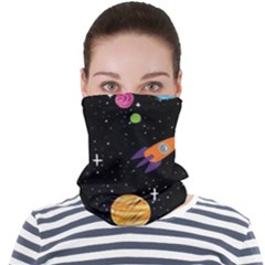 Space Cartoon, Planets, Rockets Face Seamless Bandana (adult) by nateshop