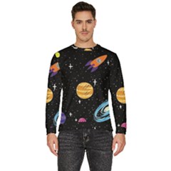 Space Cartoon, Planets, Rockets Men s Fleece Sweatshirt by nateshop