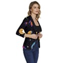 Space Cartoon, Planets, Rockets Women s One-Button 3/4 Sleeve Short Jacket View3