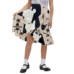 Egypt Pyramid Nature Desert Kids  Ruffle Flared Wrap Midi Skirt by Proyonanggan