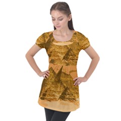 Pyramids Egypt Pyramid Desert Sand Puff Sleeve Tunic Top by Proyonanggan