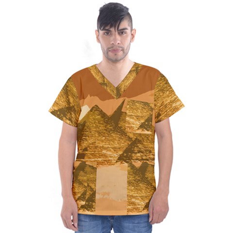 Pyramids Egypt Pyramid Desert Sand Men s V-neck Scrub Top by Proyonanggan