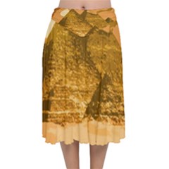 Pyramids Egypt Pyramid Desert Sand Velvet Flared Midi Skirt by Proyonanggan