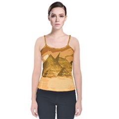 Pyramids Egypt Pyramid Desert Sand Velvet Spaghetti Strap Top by Proyonanggan