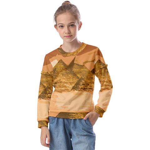 Pyramids Egypt Pyramid Desert Sand Kids  Long Sleeve T-shirt With Frill  by Proyonanggan