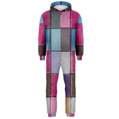 Tile, Colorful, Squares, Texture Hooded Jumpsuit (men) by nateshop