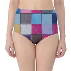 Tile, Colorful, Squares, Texture Classic High-waist Bikini Bottoms by nateshop