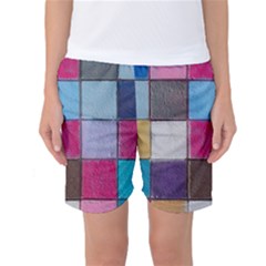 Tile, Colorful, Squares, Texture Women s Basketball Shorts by nateshop