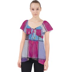 Tile, Colorful, Squares, Texture Lace Front Dolly Top