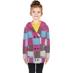 Tile, Colorful, Squares, Texture Kids  Double Breasted Button Coat by nateshop