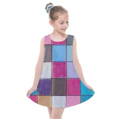 Tile, Colorful, Squares, Texture Kids  Summer Dress by nateshop