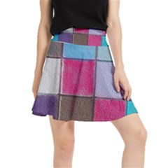 Tile, Colorful, Squares, Texture Waistband Skirt by nateshop