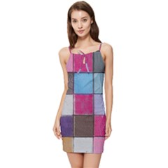 Tile, Colorful, Squares, Texture Summer Tie Front Dress by nateshop