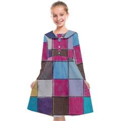 Tile, Colorful, Squares, Texture Kids  Midi Sailor Dress