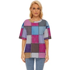 Tile, Colorful, Squares, Texture Oversized Basic T-shirt by nateshop