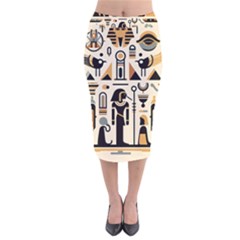 Egypt Pyramids Nature Desert Velvet Midi Pencil Skirt by Proyonanggan