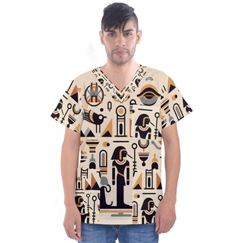 Egypt Pyramids Nature Desert Men s V-neck Scrub Top by Proyonanggan