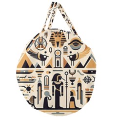 Egypt Pyramids Nature Desert Giant Round Zipper Tote by Proyonanggan