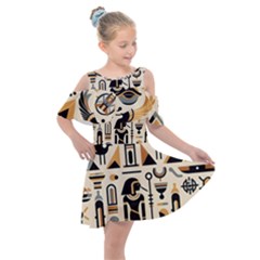 Egypt Pyramids Nature Desert Kids  Shoulder Cutout Chiffon Dress by Proyonanggan