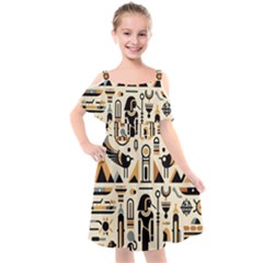 Egypt Pyramids Nature Desert Kids  Cut Out Shoulders Chiffon Dress by Proyonanggan