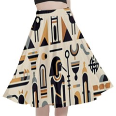 Egypt Pyramids Nature Desert A-line Full Circle Midi Skirt With Pocket by Proyonanggan