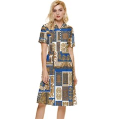 Decoupage Button Top Knee Length Dress by nateshop