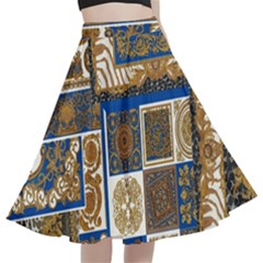 Decoupage A-line Full Circle Midi Skirt With Pocket by nateshop