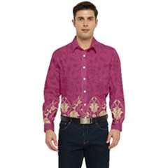 Vintage Pink Texture, Floral Design, Floral Texture Patterns, Men s Long Sleeve  Shirt by nateshop