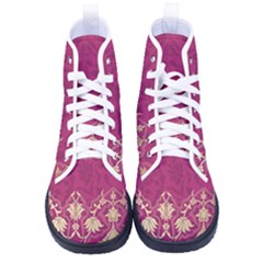 Vintage Pink Texture, Floral Design, Floral Texture Patterns, Kid s High-top Canvas Sneakers by nateshop