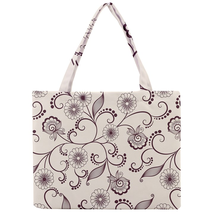 Violet Vintage Background, Floral Ornaments, Floral Patterns Mini Tote Bag