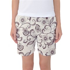 Violet Vintage Background, Floral Ornaments, Floral Patterns Women s Basketball Shorts