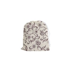 Violet Vintage Background, Floral Ornaments, Floral Patterns Drawstring Pouch (xs)