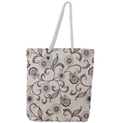 Violet Vintage Background, Floral Ornaments, Floral Patterns Full Print Rope Handle Tote (large) by nateshop