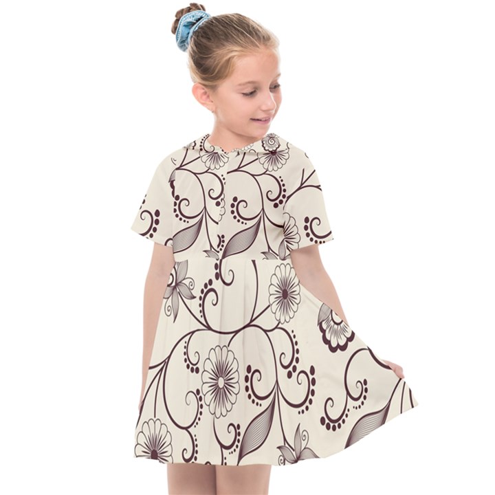 Violet Vintage Background, Floral Ornaments, Floral Patterns Kids  Sailor Dress