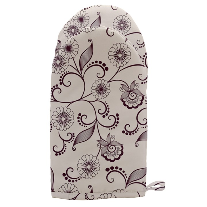 Violet Vintage Background, Floral Ornaments, Floral Patterns Microwave Oven Glove