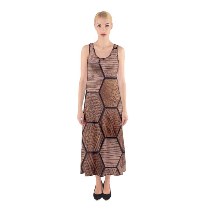 Wooden Triangles Texture, Wooden ,texture, Wooden Sleeveless Maxi Dress