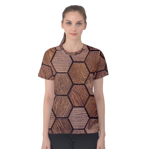 Wooden Triangles Texture, Wooden ,texture, Wooden Women s Cotton T-shirt by nateshop