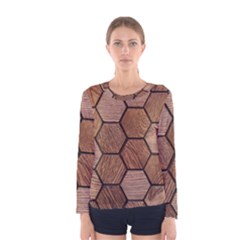 Wooden Triangles Texture, Wooden ,texture, Wooden Women s Long Sleeve T-shirt