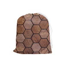 Wooden Triangles Texture, Wooden ,texture, Wooden Drawstring Pouch (large) by nateshop