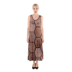 Wooden Triangles Texture, Wooden ,texture, Wooden Sleeveless Maxi Dress by nateshop