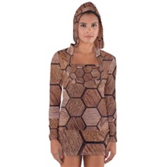 Wooden Triangles Texture, Wooden ,texture, Wooden Long Sleeve Hooded T-shirt