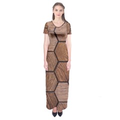 Wooden Triangles Texture, Wooden ,texture, Wooden Short Sleeve Maxi Dress by nateshop